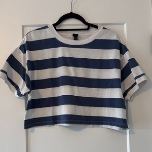 Wild Fable Cream and Blue Cropped Top size XL